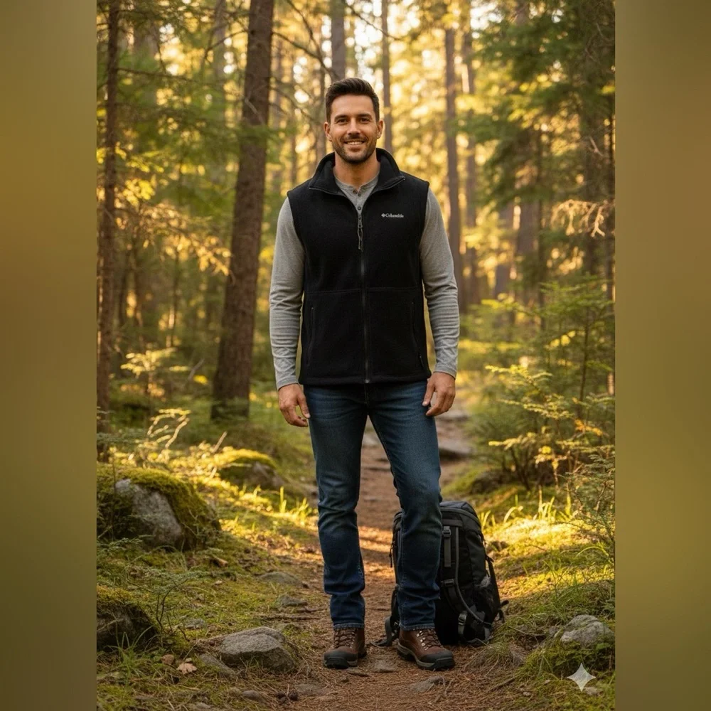 Columbia Men’s Small Steens Mountain Black Fleece Zipper Vest